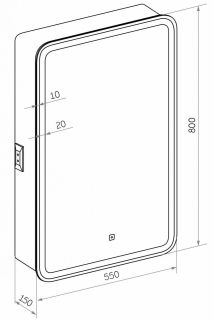 Зеркало-шкаф с подсветкой Art&Max Platino правый 55см белый AM-Pla-550-800-1D-R-DS-F