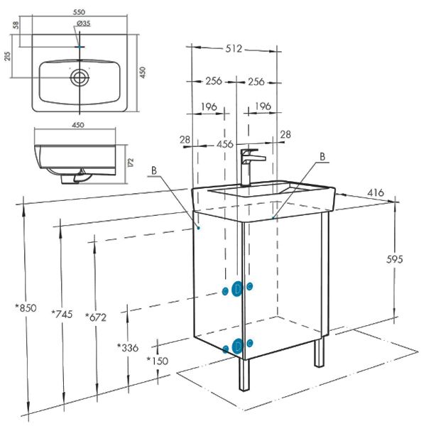 Тумба под раковину Акватон Кантри 55см белый/дуб Верона 1A257601AHB20