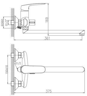 Смеситель для ванны Haiba HB22183 хром