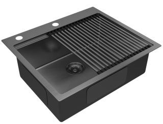 Комплект Paulmark: мойка Brim-Pro 60 и ролл-мат Pro PM705951-GM+R405-GM воронёная сталь