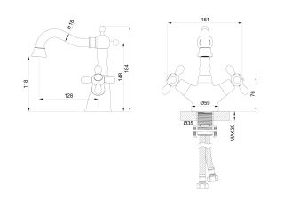 Смеситель для раковины Wonzon & Woghand Retro WW-88139020-CR хром