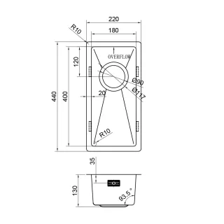 Мойка кухонная Reflexion Como 22-GD  RX2022GD  брашированное золото