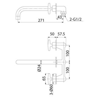 Встраиваемый смеситель для умывальника IDDIS Acros (ACRSB00i65)