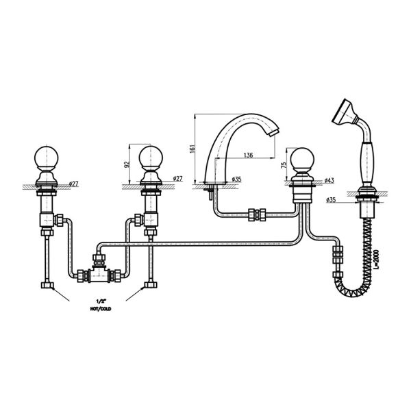 Смеситель на борт ванны Rav Slezak Brilliance BRILLIANCE176.5PZ бронза