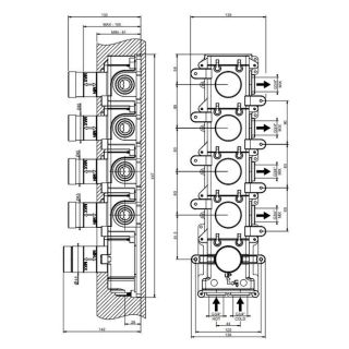 Скрытая часть для термостатического смесителя с четырьмя независимыми позициями Gessi Universale 09268.031