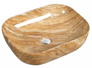 Раковина накладная SantiLine SL-7025 50см коричневый мрамор