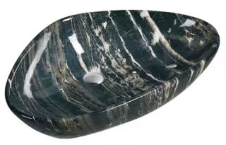 Раковина накладная SantiLine SL-7031 57см чёрный мрамор