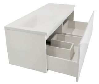 Подвесная тумба под раковину Эстет Dallas Luxe ФР-00002310 Л/П 100см длинный ящик белый