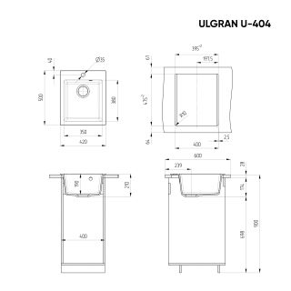 Кухонная мойка Ulgran Classic U-404-344 ультра-чёрный