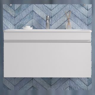 Тумба под раковину подвесная Velvex Pulsus tp.PUL.PUL.100.1Y белый глянец, 100 см