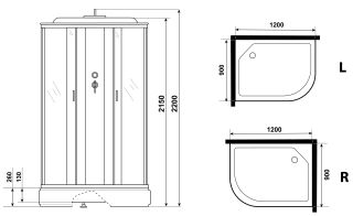 Душевая кабина Niagara NG-33294-14LF с гидромассажем 120x90см серебро/матовое