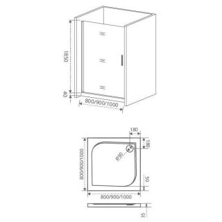 Душевая дверь в нишу Good Door Fantasy DR-90-F-CH стекло прозрачное с зеркальным рисунком Фэнтази