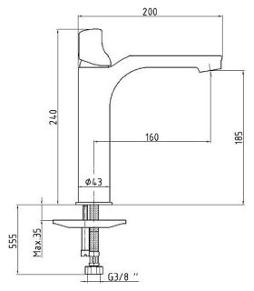 Смеситель для раковины E.C.A. Myra 104508983EX чёрный/хром