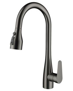 Смеситель для кухни Wonzon & Woghand WW-121E201B-BGG с выдвижным изливом тёмный графит
