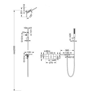 Душевой комплект Vincea Futura VSFW-2F110TCH с термостатом без верхнего душа хром