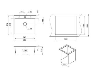 Мойка кухонная Granula 6001, ТУРМАЛИН