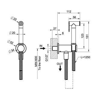 Гигиенический душ Gessi Tondo 14331.707 чёрный хром шлифованный