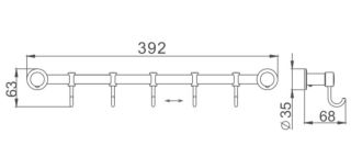 Планка с крючками для полотенец Haiba HB205-5 хром