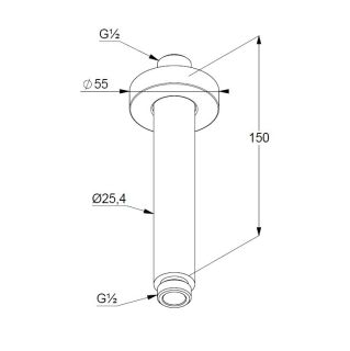 Кронштейн для верхнего душа Kludi A-QA 66515N2-00 15 см сталь оружейная брашированная