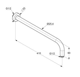 Кронштейн для верхнего душа Kludi A-QA 6651453-00 40 см белый матовый