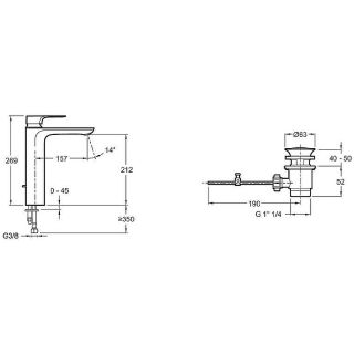 Смеситель для раковины Jacob Delafon Aleo+ E72337-CP хром