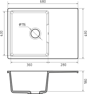 Мойка кухонная GranFest URBAN 668L темно-серый