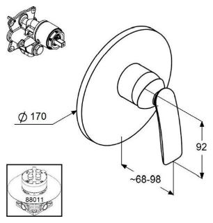 Встраиваемый смеситель для душа Kludi Balance чёрный/хром 526558775