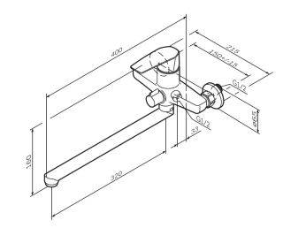 Смеситель Am.Pm GEM F90A90000 ванны и душа с длинным изливом