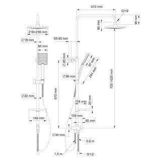 Душевая стойка Swedbe Calypso 5065 без смесителя хром