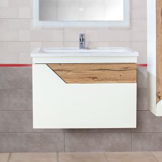 Тумба под раковину Бриклаер Брайтон 4627125415821 80 см белый/дуб