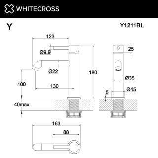 Смеситель для раковины WHITECROSS Y Y1211CPB брашированная медь
