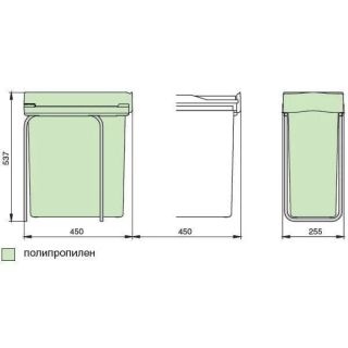 Система сортировки мусора Alveus ALBIO 1090336 30 2X16 L серый пластик