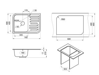Мойка кухонная Granula 7001, шварц