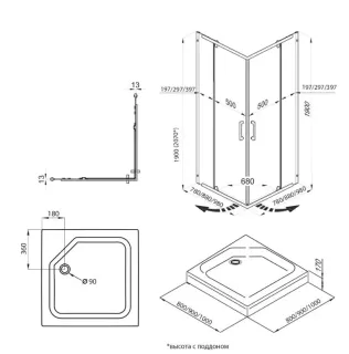 Душевой уголок Triton Каппа Щ0000054220 90x90 см профиль хром стекло прозрачное