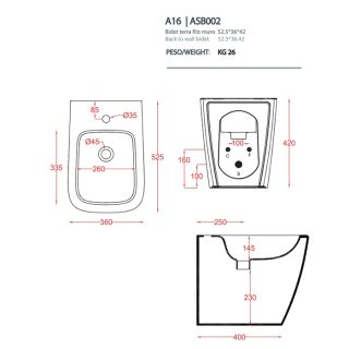 Биде Artceram A16 ASB002 01 00 белое