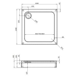 Душевой поддон Am.Pm Gem W90T-403-100W 100x100 см с сифоном