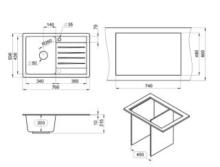 Мойка кухонная Granula Standart 7602, БЕЖЕВЫЙ