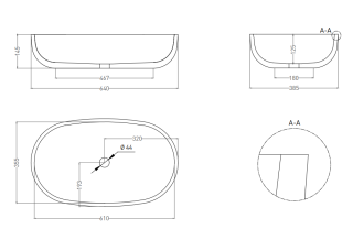 Накладная раковина Salini Gloria 05 S-Stone 1102205MRH 64см RAL снаружи