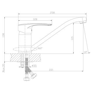 Смеситель для кухонной мойки Rossinka S35-21 Хром