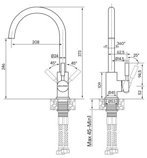 Смеситель для кухни Paulmark Holstein Ho212063-418 чёрный металлик