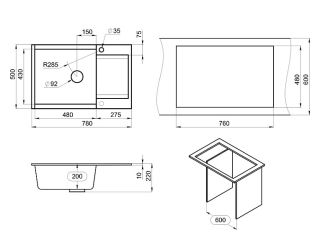 Мойка кухонная Granula 7807, ШВАРЦ