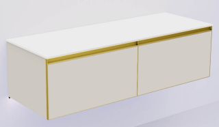 Тумба под раковину Armadi Art Quatro 790-M2-140(70+70)-CM-MG+L 140 см с подсветкой кашемир/золото матовое