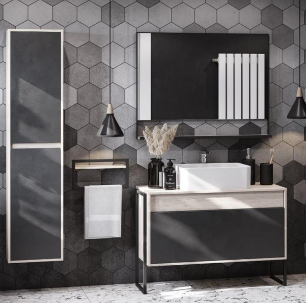 Шкаф-колонна Акватон Лофт Урбан дуб орегон/серый графит 1A248103LQX60