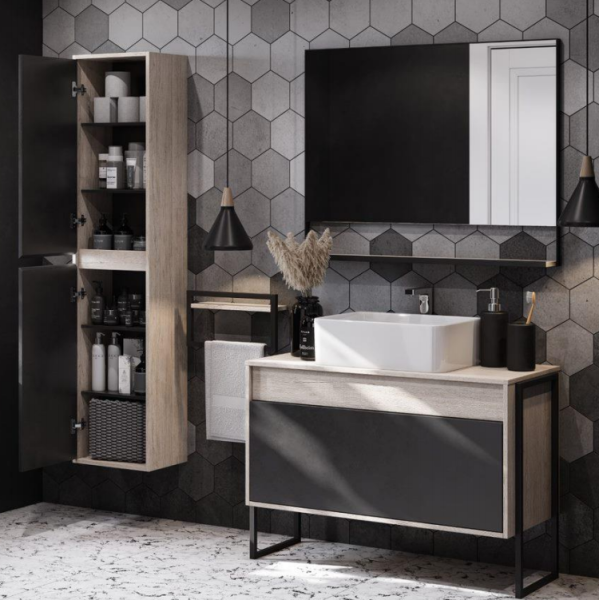 Шкаф-колонна Акватон Лофт Урбан дуб орегон/серый графит 1A248103LQX60