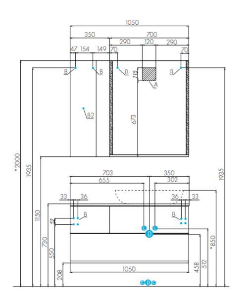 Тумба под раковину Акватон Терра 105см дуб кантри/антрацит 1A246901TEKA0