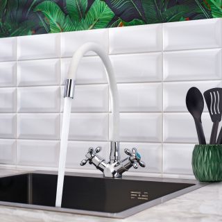 Смеситель для кухни BOOU BA5318-1F-E351A-B702 хром,белый