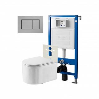 Комплект унитаза с инсталляцией Point Элемент PN48289SB с сиденьем Микролифт