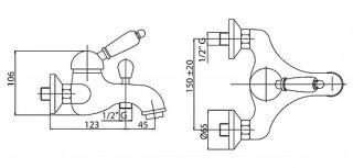 Однорычажный смеситель для ванны и душа, золото Cezares VINTAGE-VM-03/24-Sw