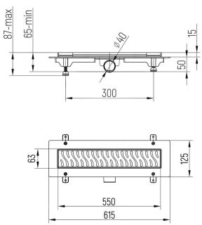 Душевой лоток Paini Harmony CH550HC 55см чёрный матовый