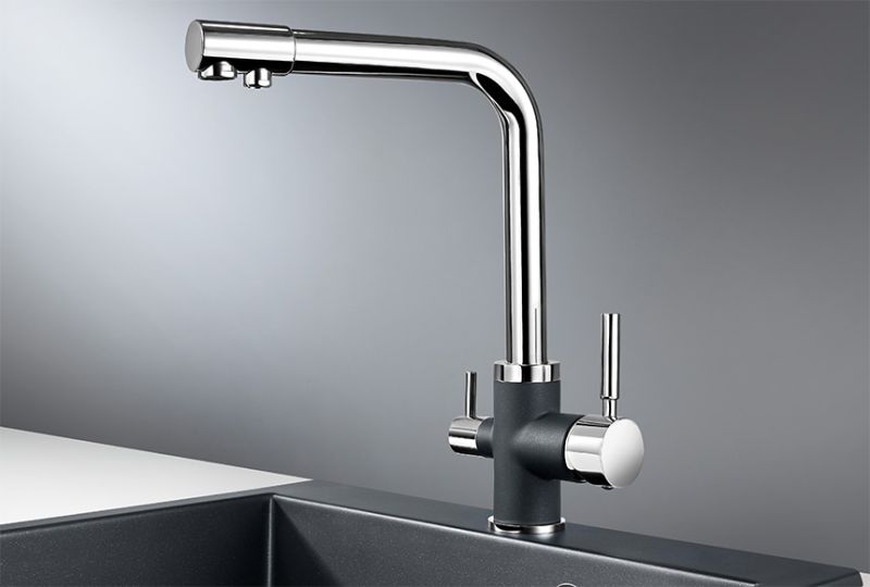 Смеситель для кухни Granula 3015, XРОМ/ШВАРЦ хром